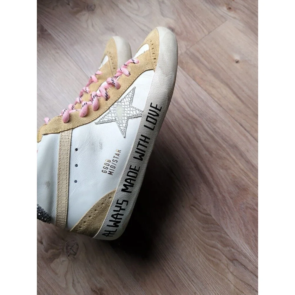 Golden Goose Mid Star Brogue Womens 42 Beige White